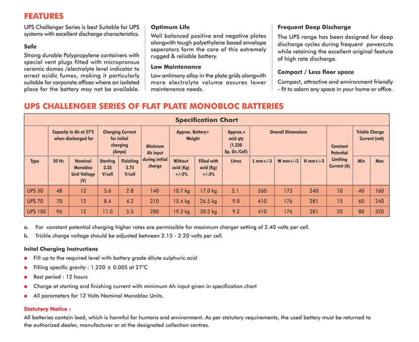 u p s challenger series detail